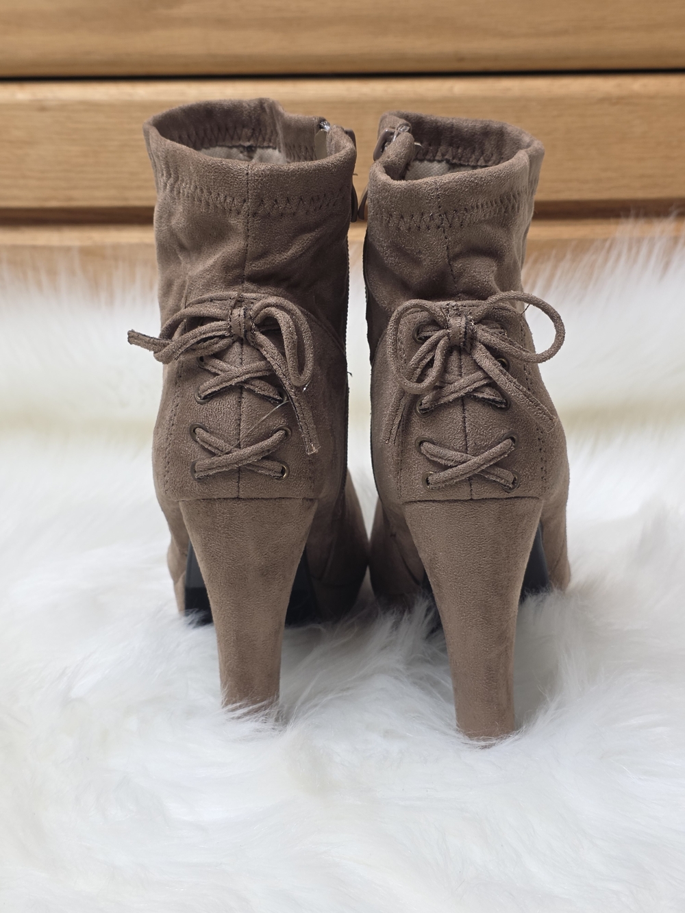 Brown Suede Heeled Boots, 6.5